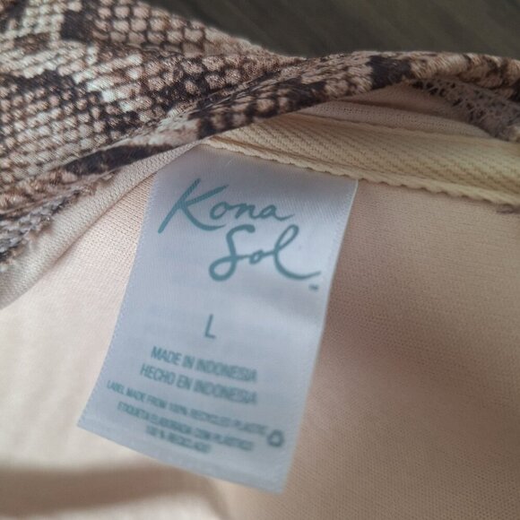 💙 Kona Sol One Piece Swimsuit Reptile Snake Print Stomach Flattering Size L - Picture 4 of 8